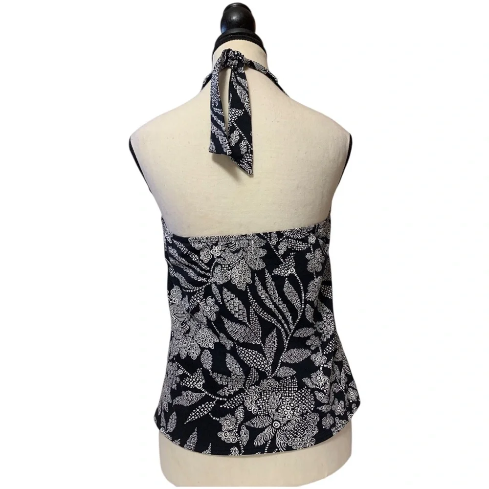 Lands' End black and white floral halter tankini top - Picture 2 of 9